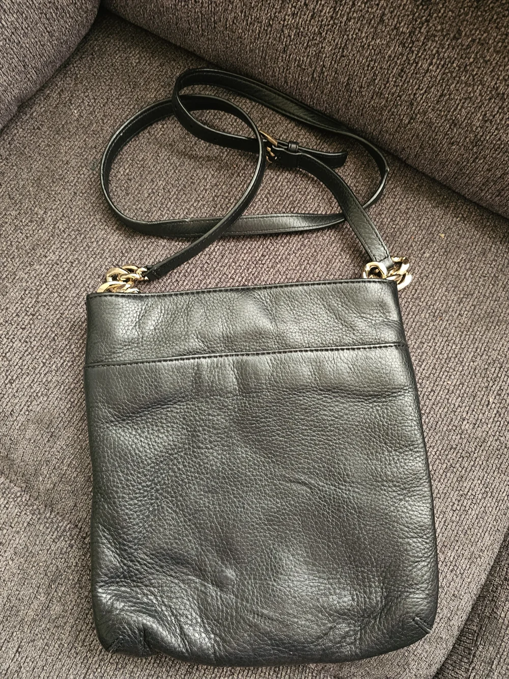 Vintage Michael Kors Black Leather Crossbody with Gold Hardware